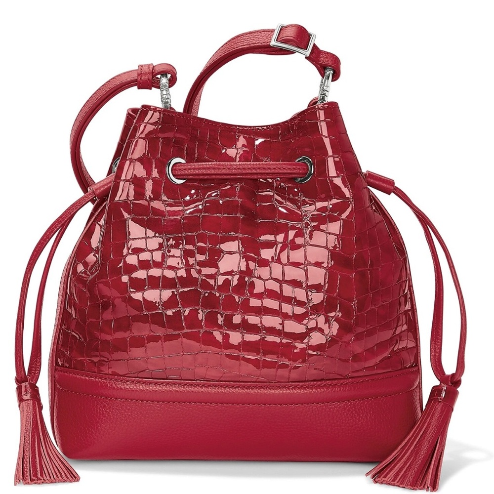 Brighton Christa Glossy Red Bucket Bag NWOT